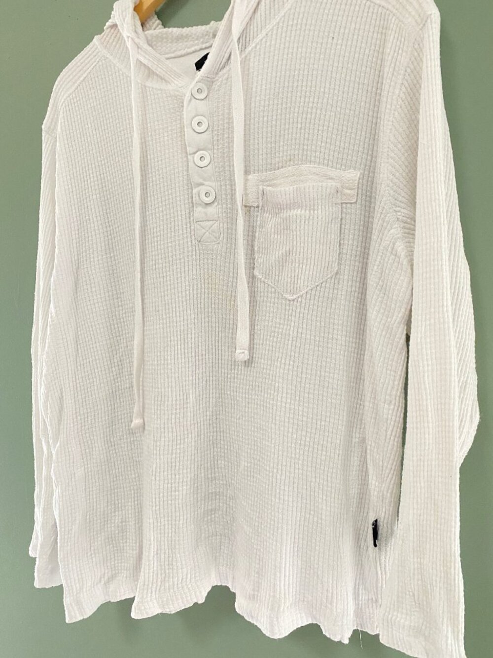 Kenneth Cole Hoodie Waffle Knit White Size Lg.  Beach Look